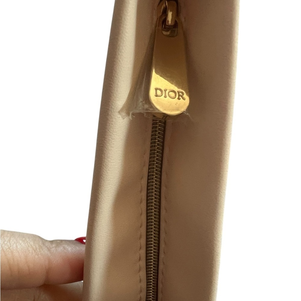 DIOR Beauty Cosmetic Bag – Beige Pouch Clutch – Soft Faux Leather – NEW in Box! - Picture 4 of 13